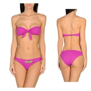 New Moschino Mauve Strapless Bikini Logo
